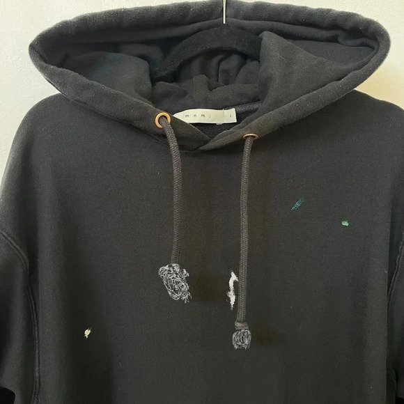 MNML Black Paint Splatter size L Unique Streetwear Artist Hoodie Thick Quality - Picture 4 of 7